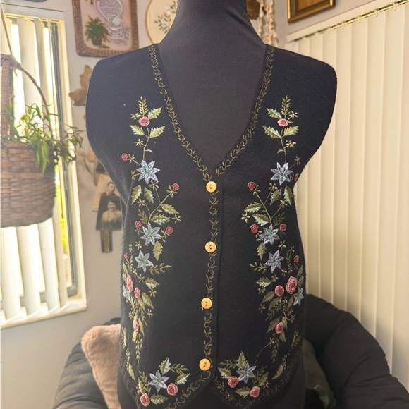 Tantrums Jackets & Blazers - Tantrums Black Cardigan with Floral Embroidery